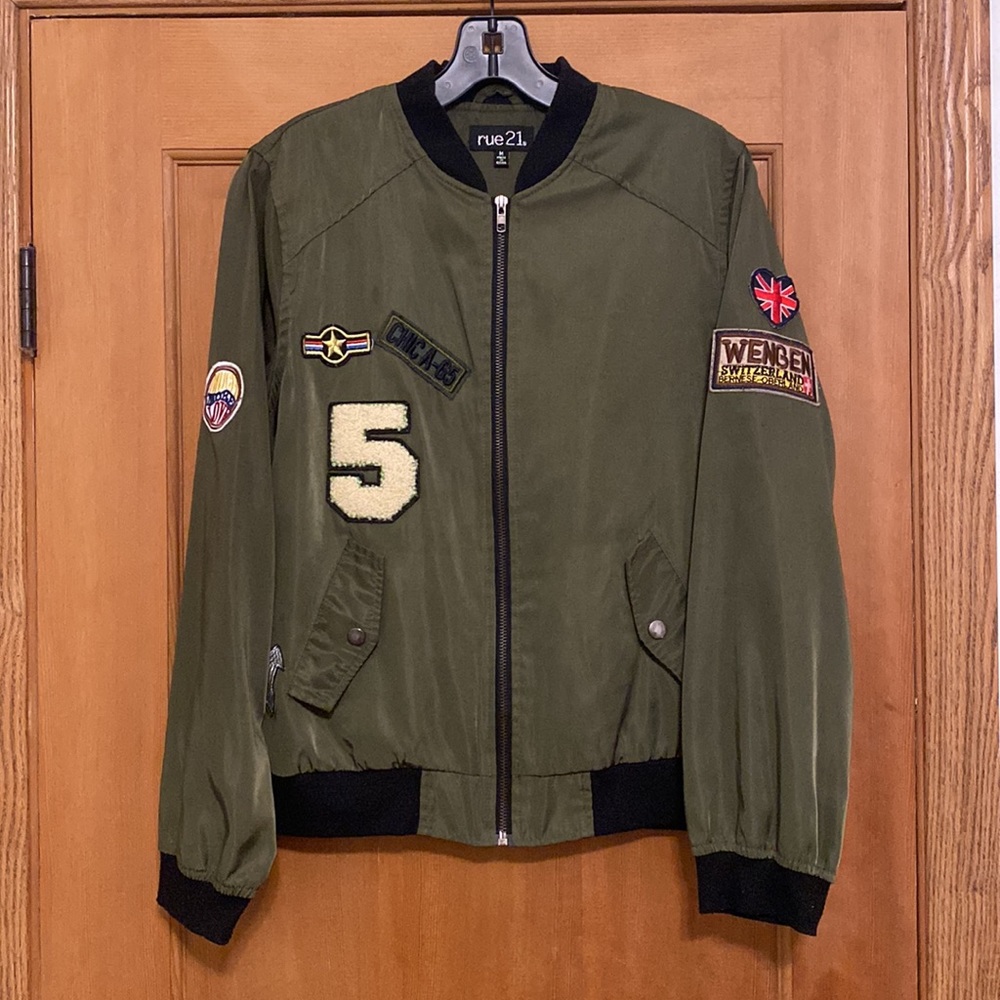 Rue 21 Patched Bomber Jacket
